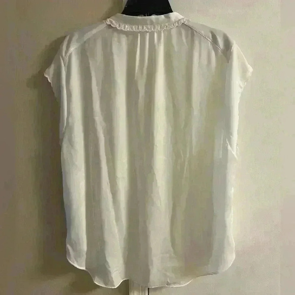 Joie blouse button front white scallop edge short sleeves XXL NWT - Picture 4 of 8
